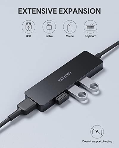4 Port USB Hub 3.0, Dizüstü Bilgisayar için HOYOKİ USB Splitter, 3.3 ft Genişletilmiş Kablo ile Ultra İnce Veri USB Hub,