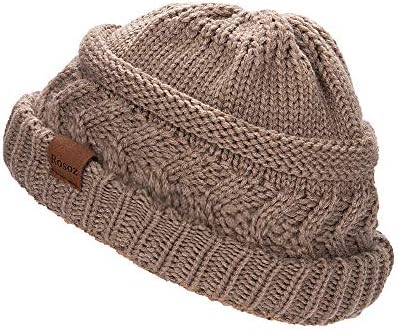 Rosoz 2 Paket At Kuyruğu Bere Kadınlar için, kış Sıcak Bere Kuyruk Yumuşak Streç Kablo Örgü Dağınık Yüksek Topuz Şapka