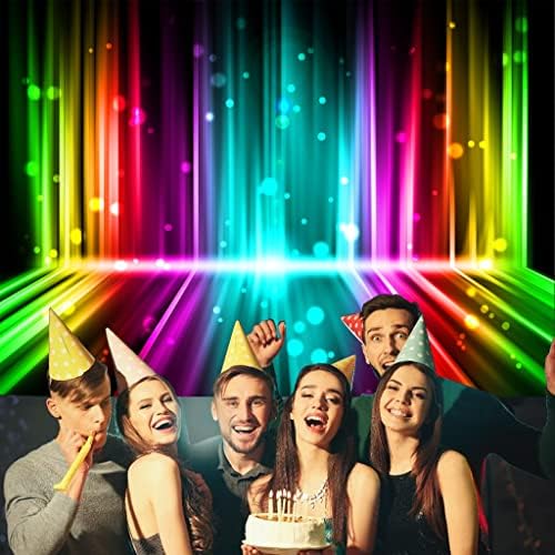 7x5ft Bokeh Neon Zemin, Müzik Disko Dans Gökkuşağı Neon Fotoğraf Arka Plan Mutlu Doğum Günü Afiş Yenidoğan Kek masa süsü