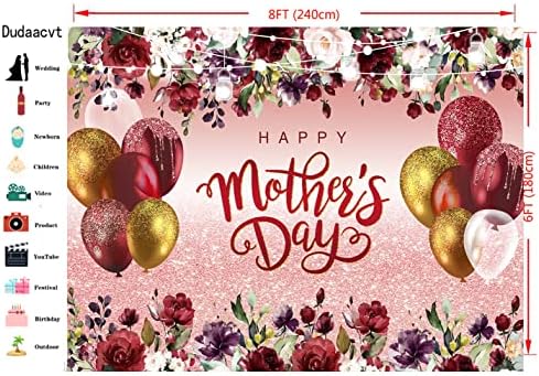 Dudaacvt 8x6ft Mutlu anneler Günü Zemin anneler Günü Zemin anneler Günü Balon Çiçek Arka Plan anneler Günü Partisi Dekorasyon