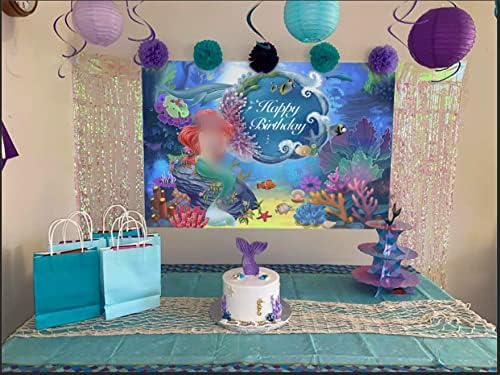 Prenses Doğum Günü Zemin Kız Deniz Altında Karikatür Sualtı Mavi Fotoğraf 8x6FT240x180CM