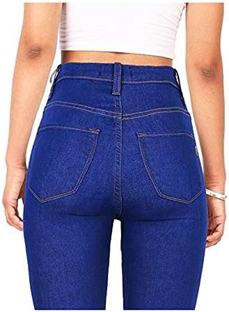 Andongnywell kadın Yüksek Rise Butt Lift Skinny Jeans Yüksek Bel Ince Kot Pantolon Tayt Fermuarlı Cepler ıle