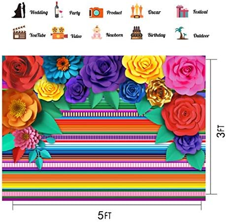 Meksika Tema Parti Çizgili Zemin Fiesta Cinco De Mayo Kağıt Çiçekler Arka Plan Parti Dekorasyon Kek masa süsü fotoğraf kabini