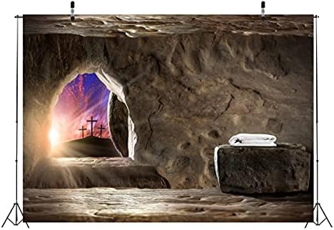 CORFOTO Kumaş 9x6ft Haç Zemin Fotoğraf Tepe Mağara Çapraz İsa Diriliş Kurtuluş İncil Tanrı Arka Plan Yenidoğan Vaftiz Afiş