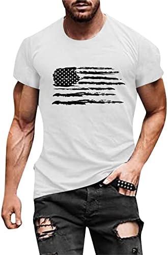 Kravat Ön Gömlek Erkekler için Erkekler Yaz Casual O Boyun Bayrak Baskılı Kısa Kollu Tee Gömlek Üst Bluz Gömlek Toplu