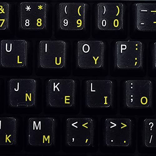 Şeffaf Arka plan üzerinde sarı Yazı ile klavye için 4 Klavye COLEMAK Sticker