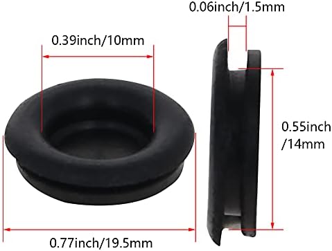 Bettomshın 30 Adet 14mm kauçuk rondela Tel Grommets Kuşgözü Halka Conta kauçuk rondelalar için elektrik kablosu, siyah